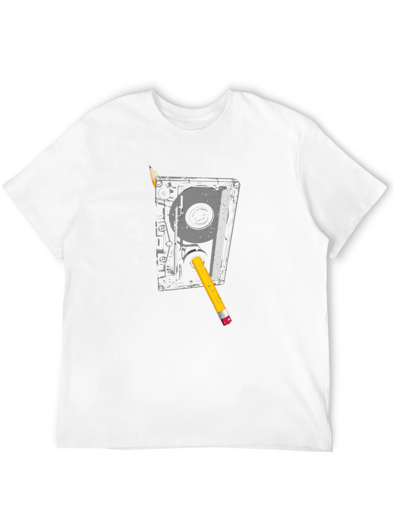 Cassette Tape & Pencil Graphic T-Shirt