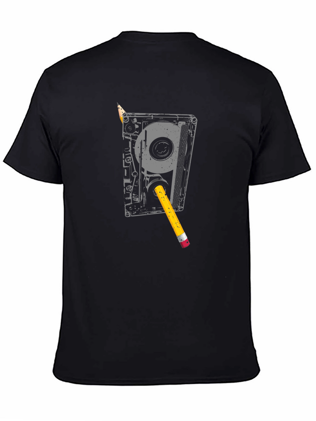 Cassette Tape & Pencil Graphic T-Shirt