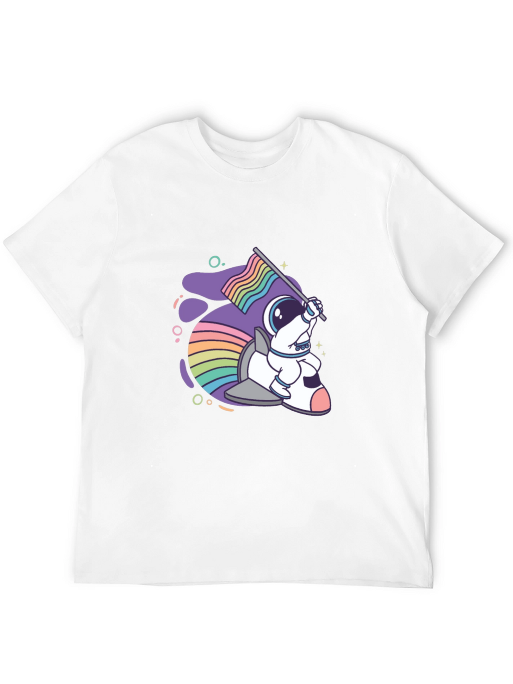 Astronaut Rabbit Rainbow Flag Graphic Tee