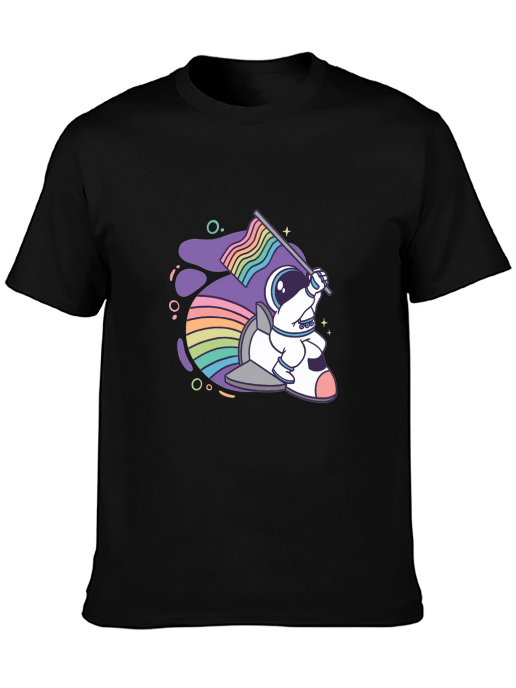 Astronaut Rabbit Rainbow Flag Graphic Tee