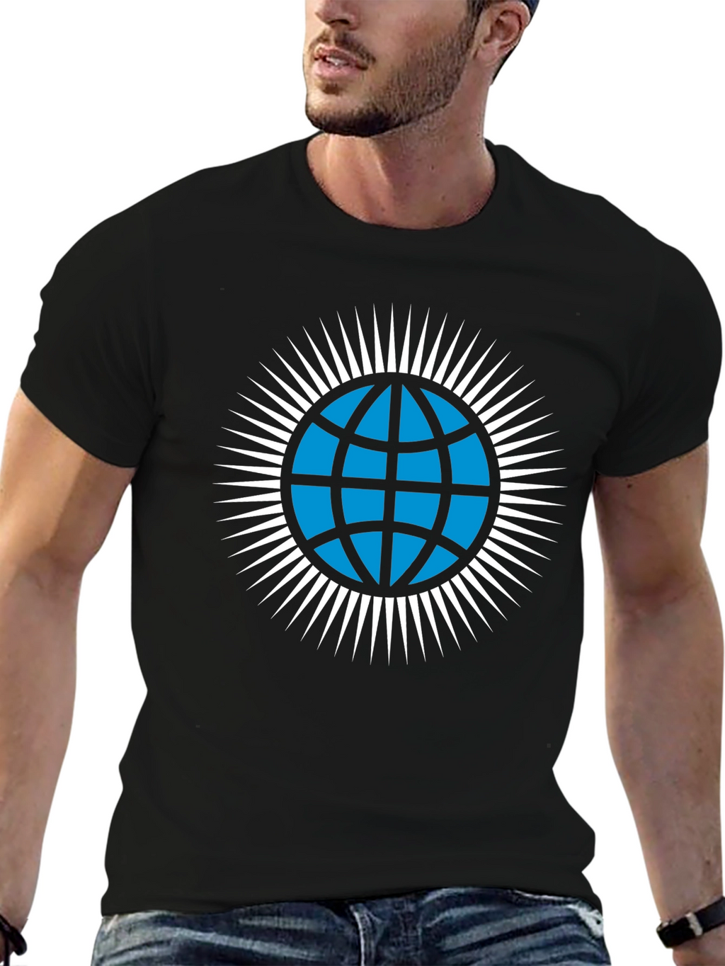 Globe Icon Graphic T-Shirt - Modern Style