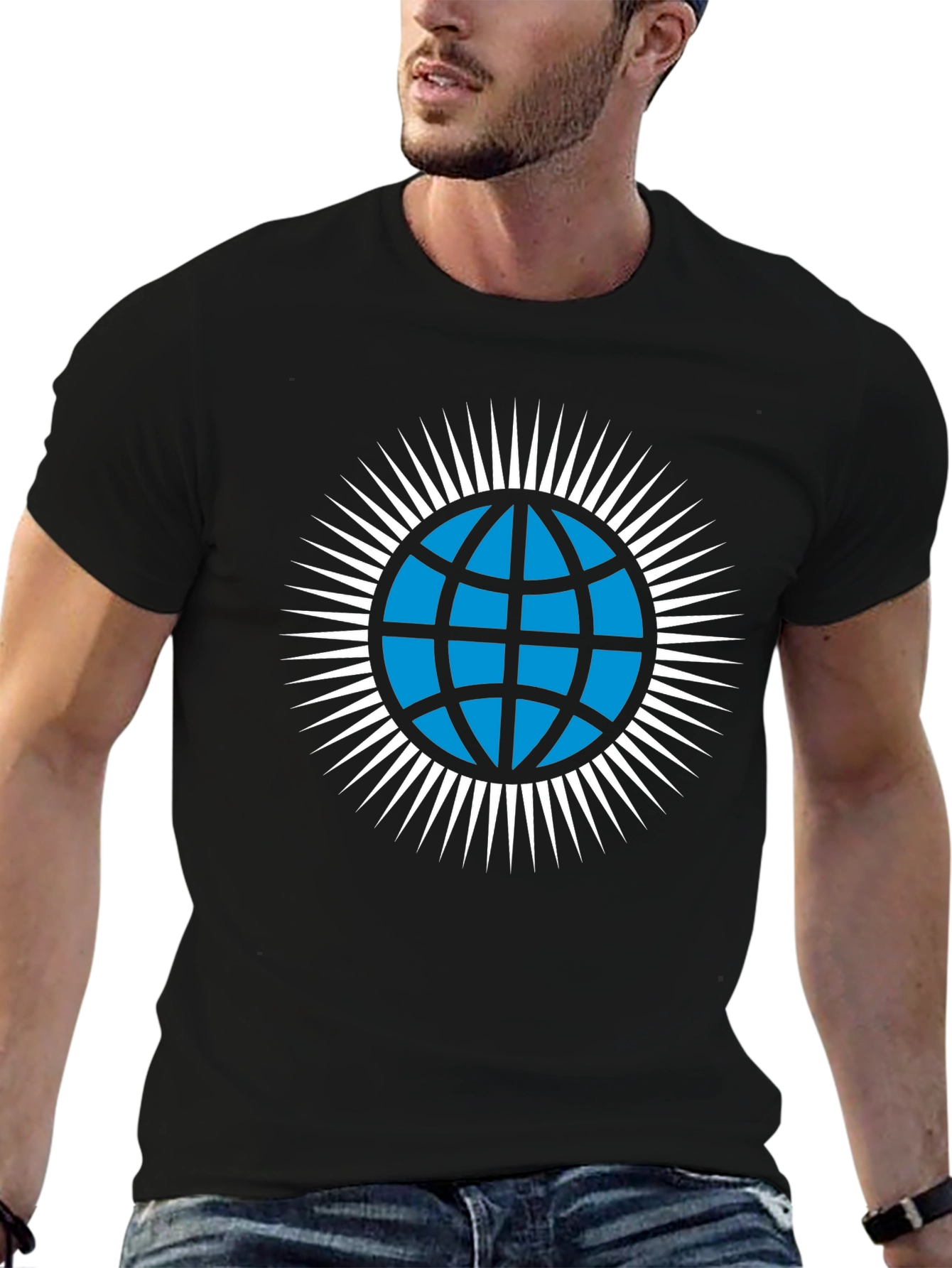 Globe Icon Graphic T-Shirt - Modern Style