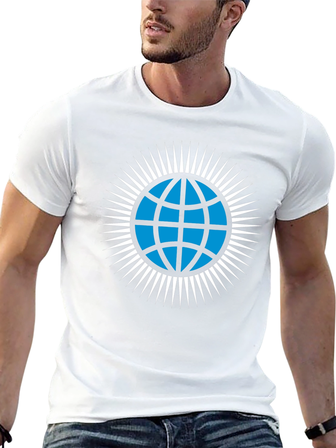 Globe Icon Graphic T-Shirt - Modern Style