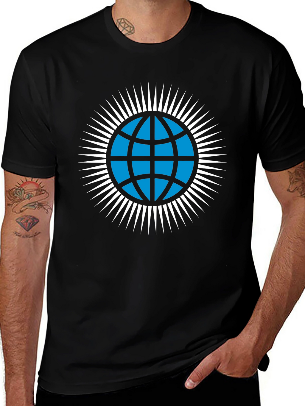 Globe Icon Graphic T-Shirt - Modern Style