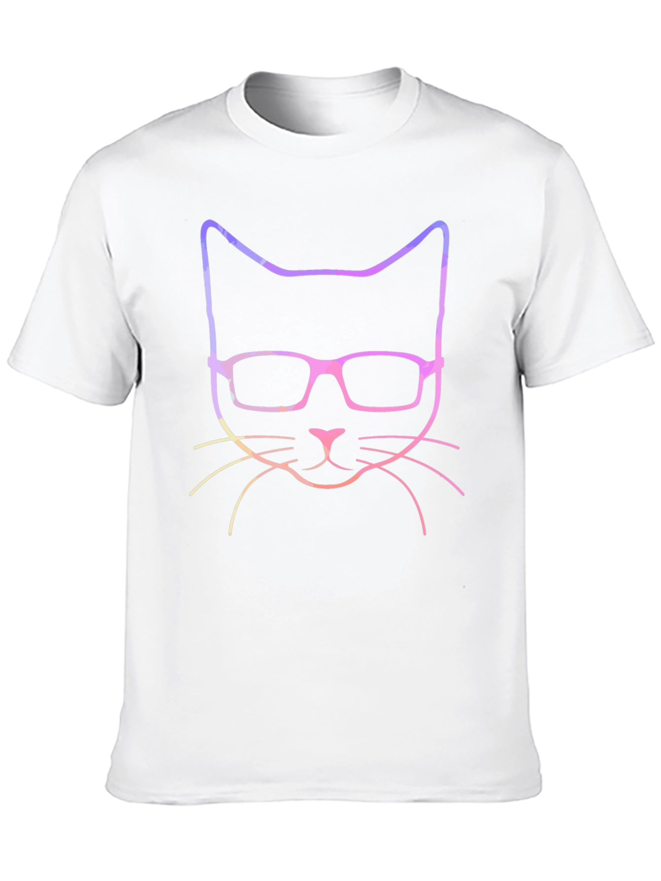 Cool Cat with Glasses Graphic Tee - Black