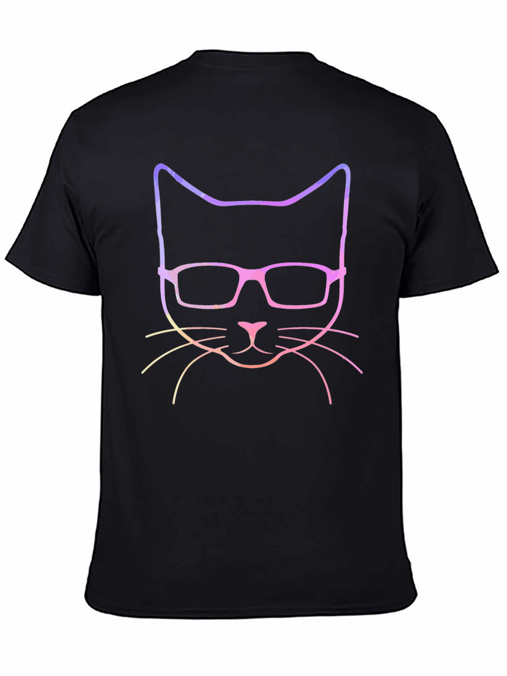 Cool Cat with Glasses Graphic Tee - Black