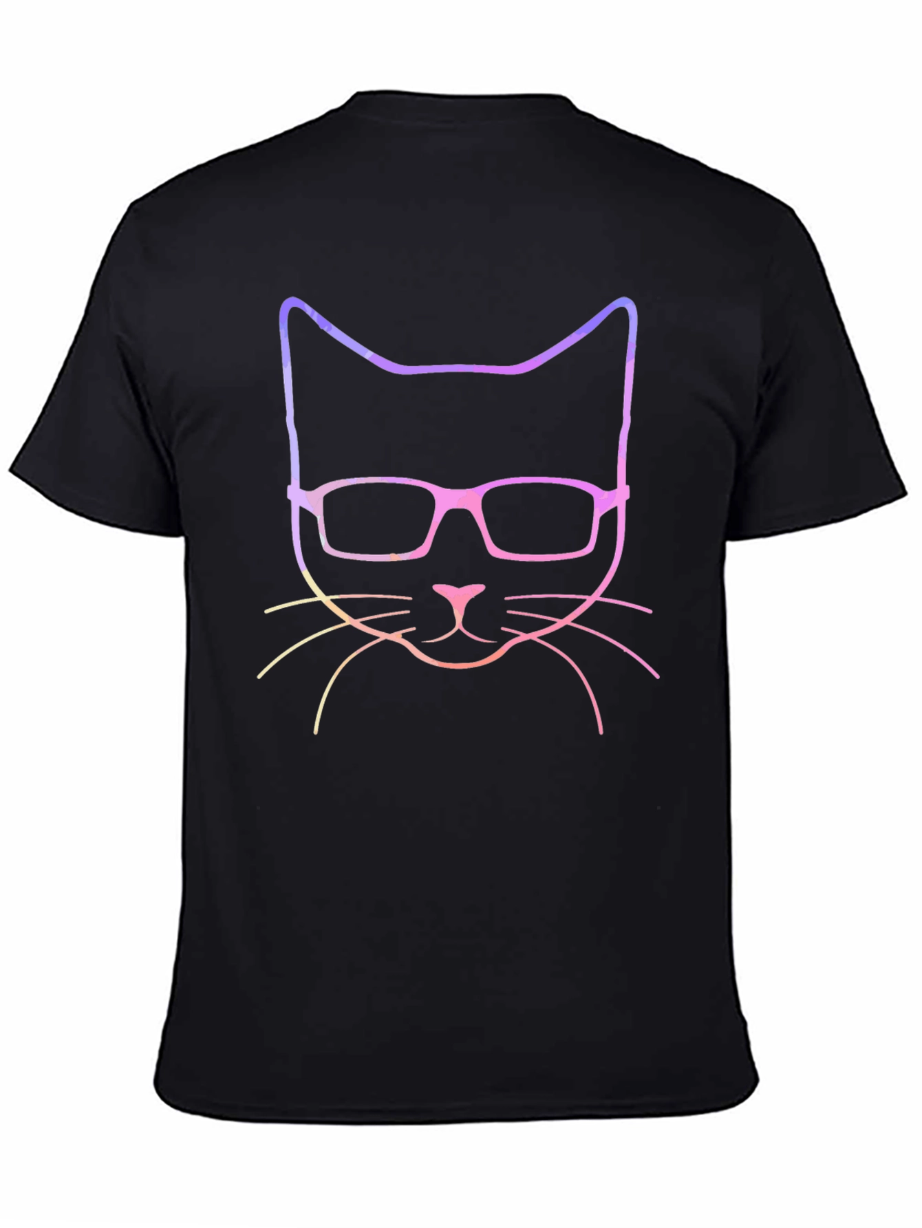 Cool Cat with Glasses Graphic Tee - Black