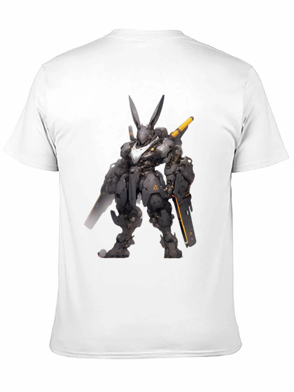 Robot Rabbit Graphic Print Black T-Shirt