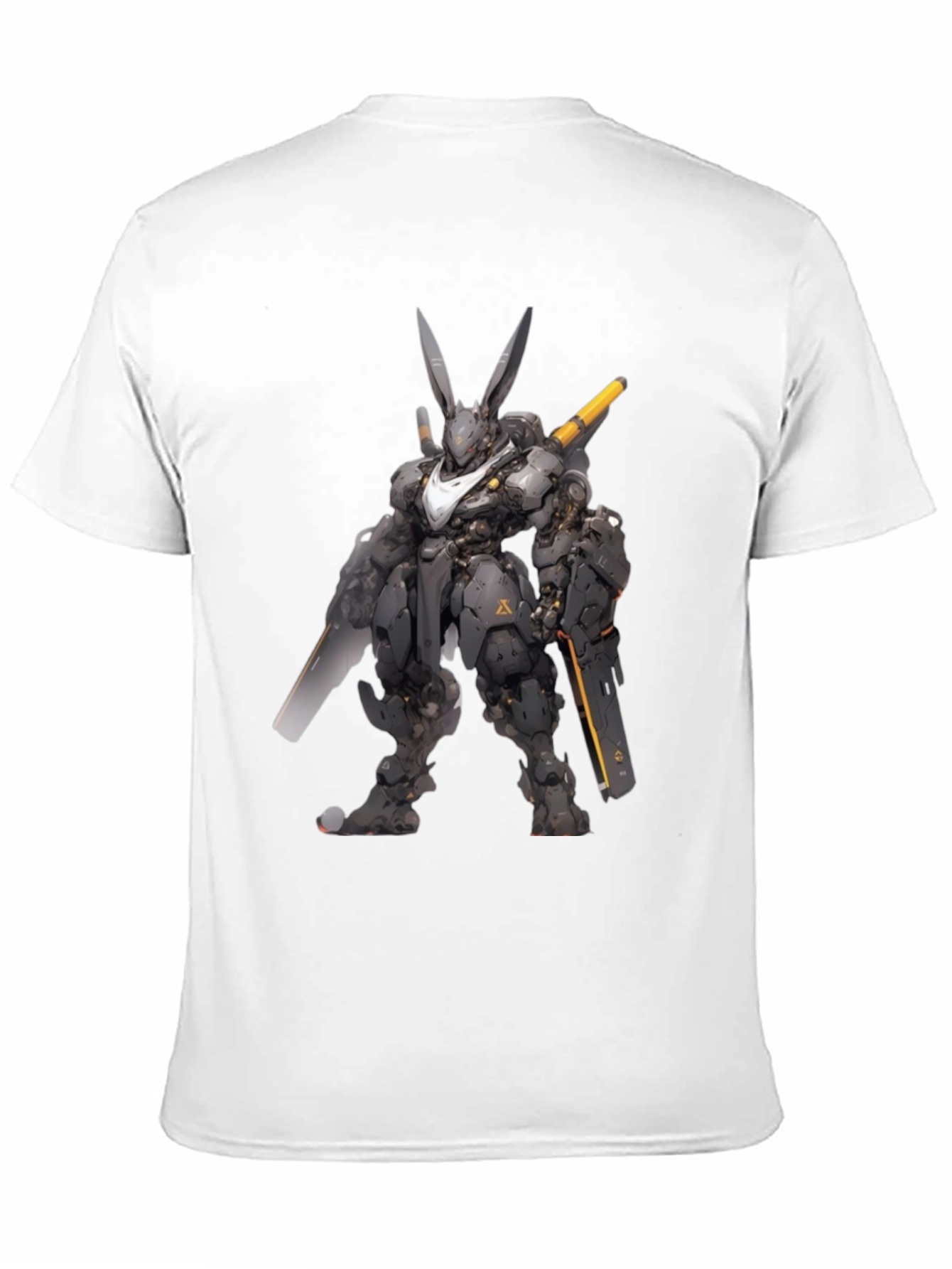 Robot Rabbit Graphic Print Black T-Shirt