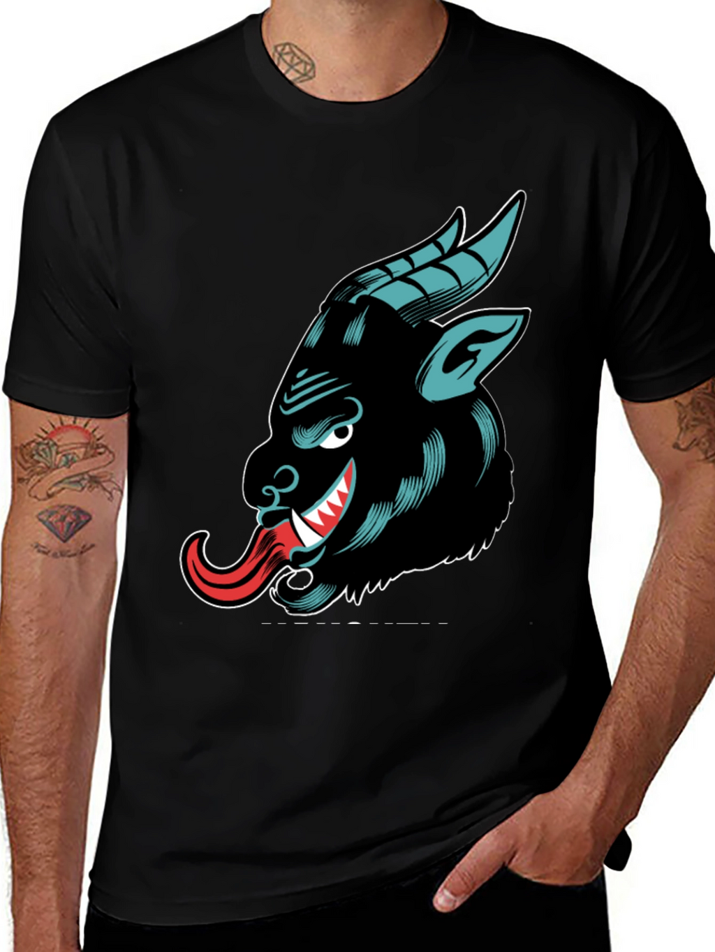 Krampus Graphic Tee - Black Cotton T-Shirt