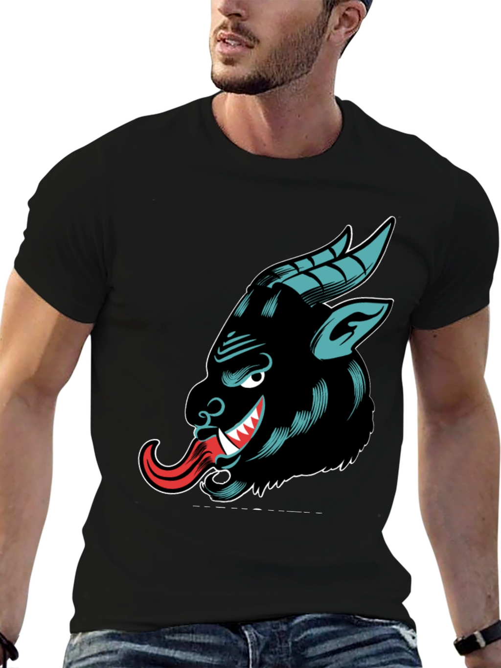 Krampus Graphic Tee - Black Cotton T-Shirt