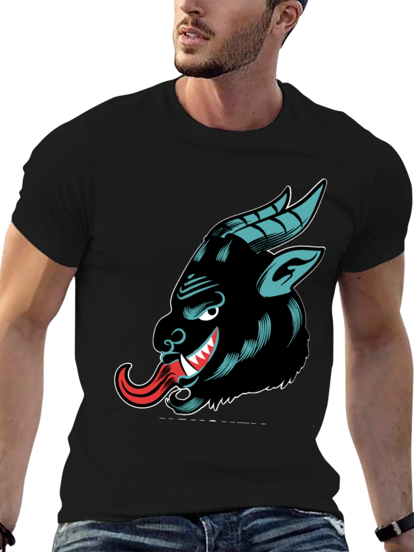 Krampus Graphic Tee - Black Cotton T-Shirt