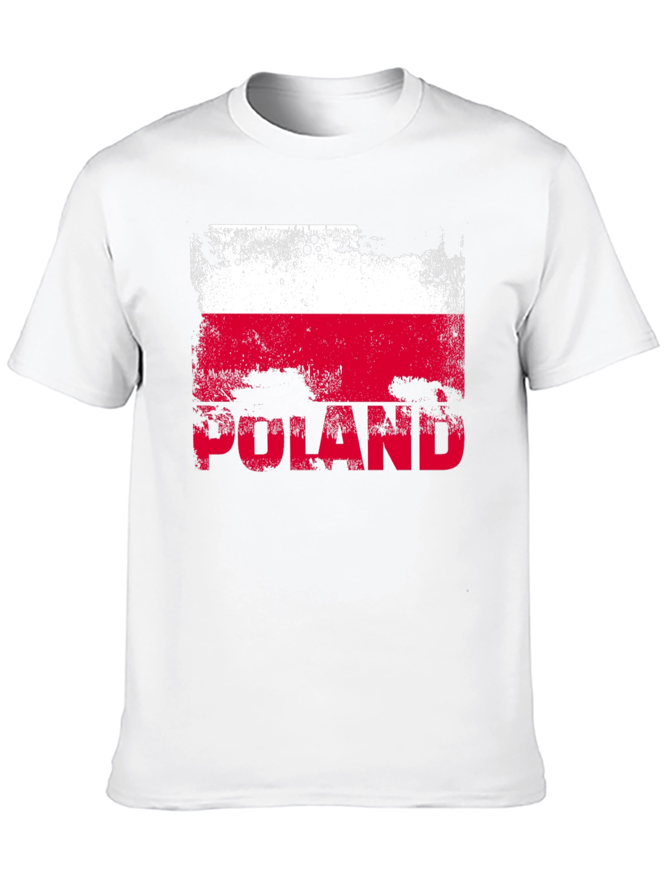 Poland Flag Distressed Graphic T-Shirt - Black