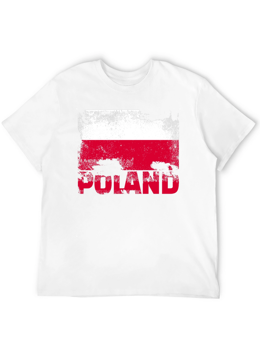 Poland Flag Distressed Graphic T-Shirt - Black