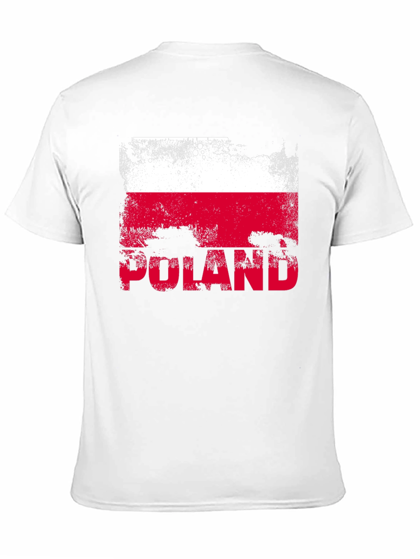 Poland Flag Distressed Graphic T-Shirt - Black