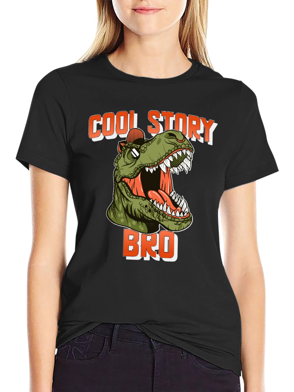 Cool Story Bro Dinosaur T-Shirt - Black