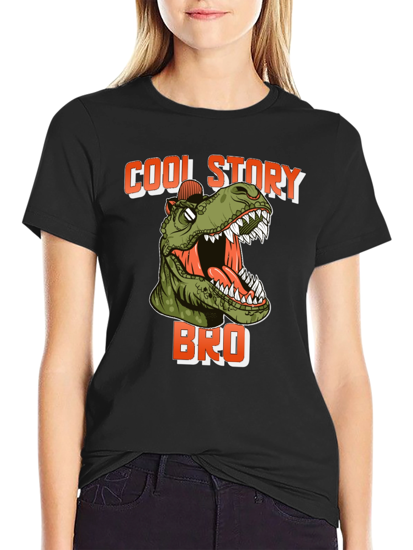 Cool Story Bro Dinosaur T-Shirt - Black