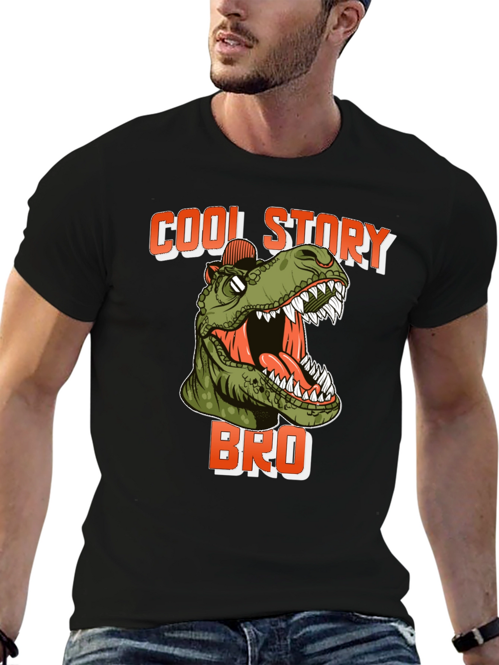 Cool Story Bro Dinosaur T-Shirt - Black
