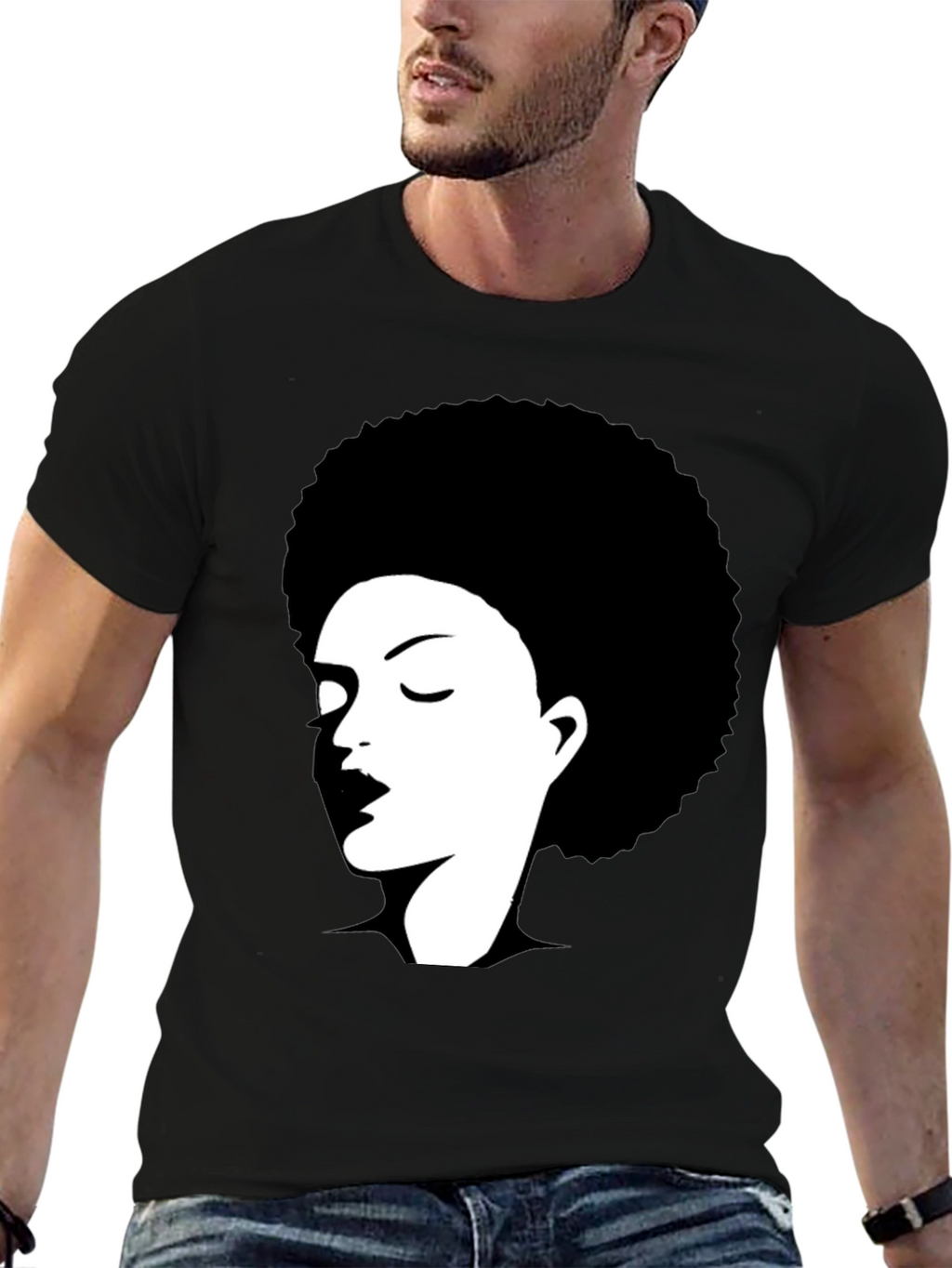 Afro Silhouette Graphic Tee - Black