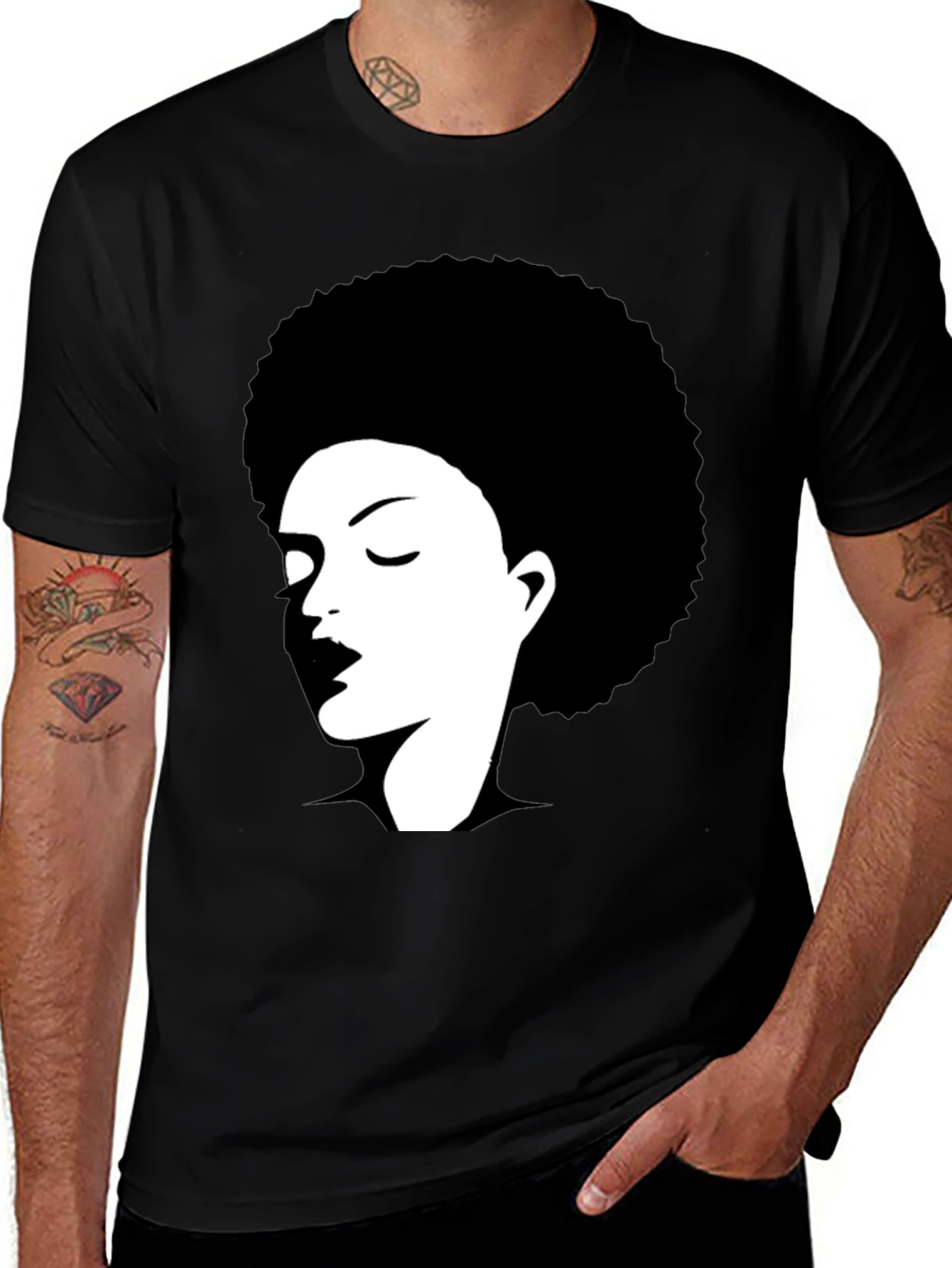 Afro Silhouette Graphic Tee - Black