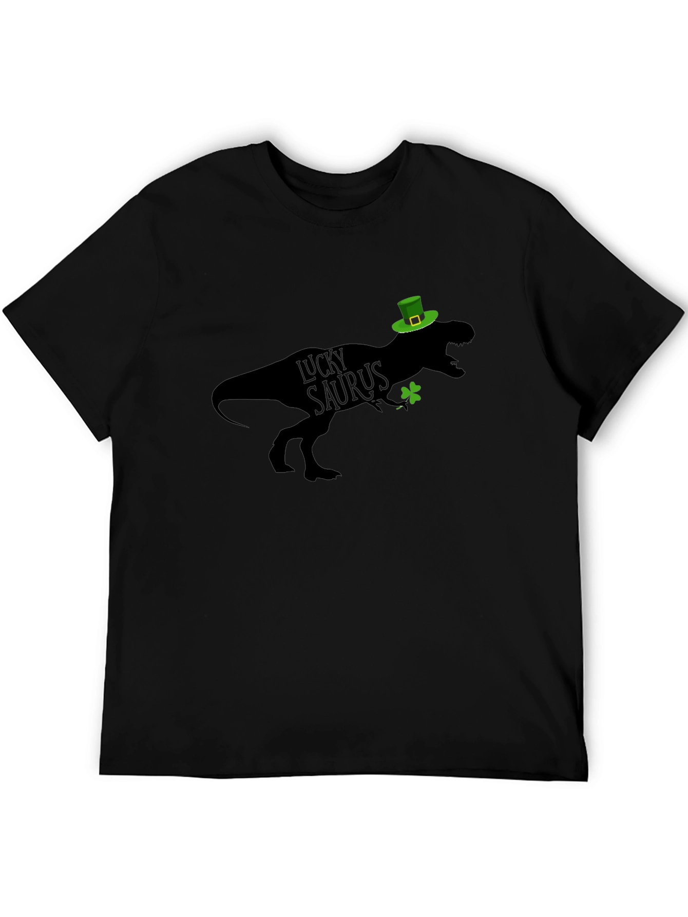 Lucky Saurus St. Patricks Day Black T-Shirt