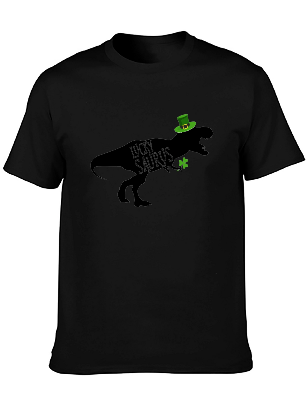 Lucky Saurus St. Patricks Day Black T-Shirt