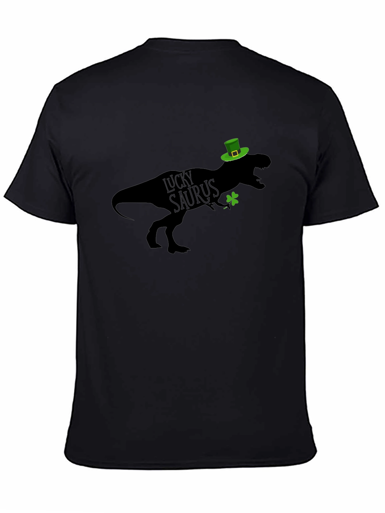 Lucky Saurus St. Patricks Day Black T-Shirt