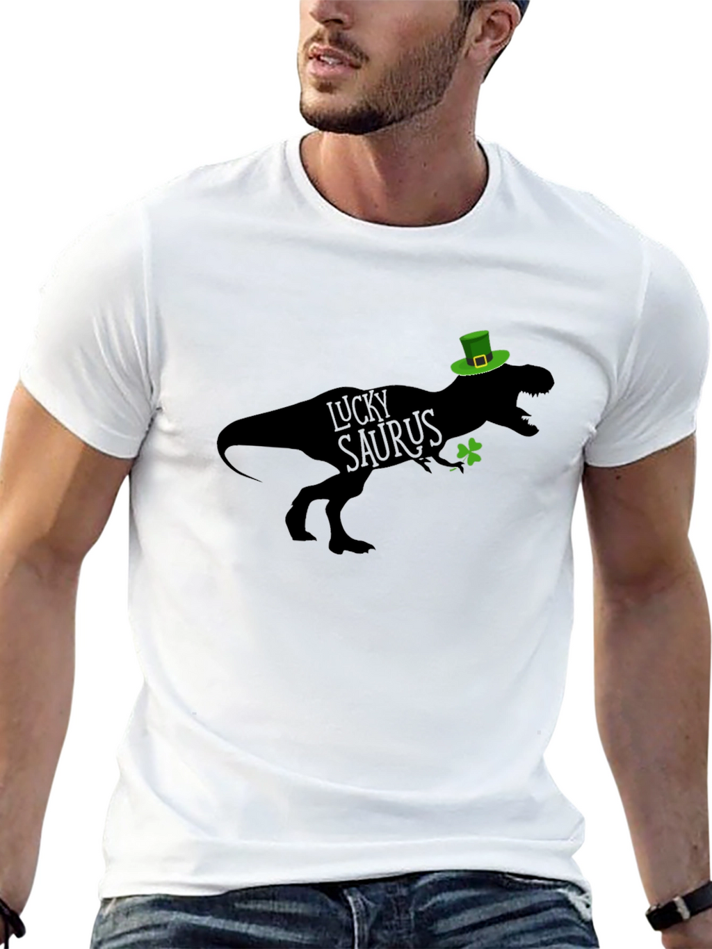 Lucky Saurus St. Patricks Day Black T-Shirt