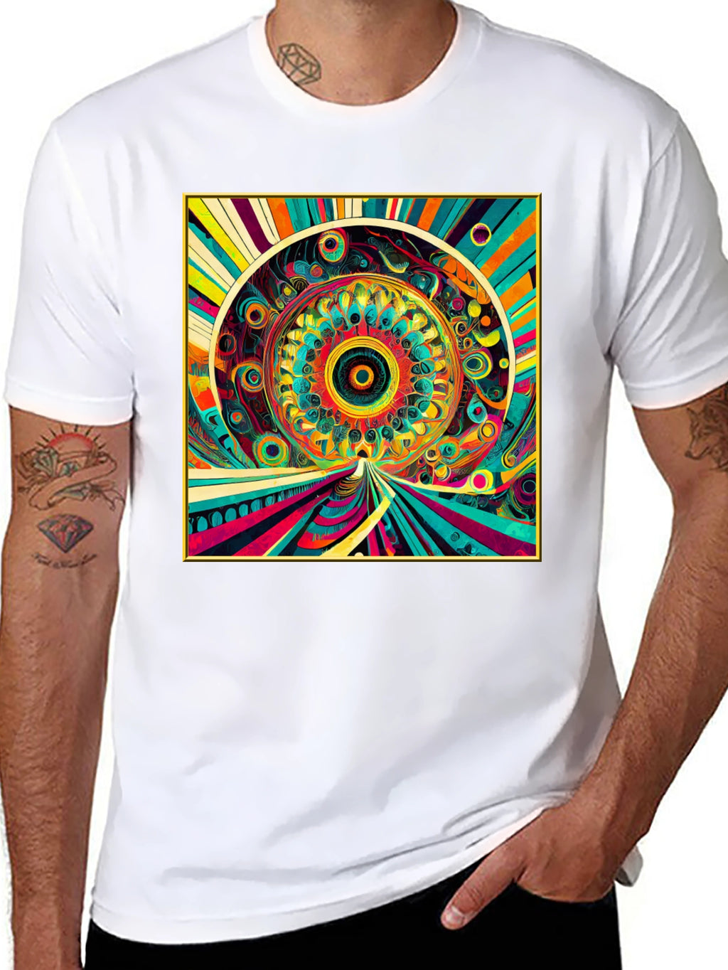 Psychedelic Art Graphic Tee - Vibrant Mandala Design