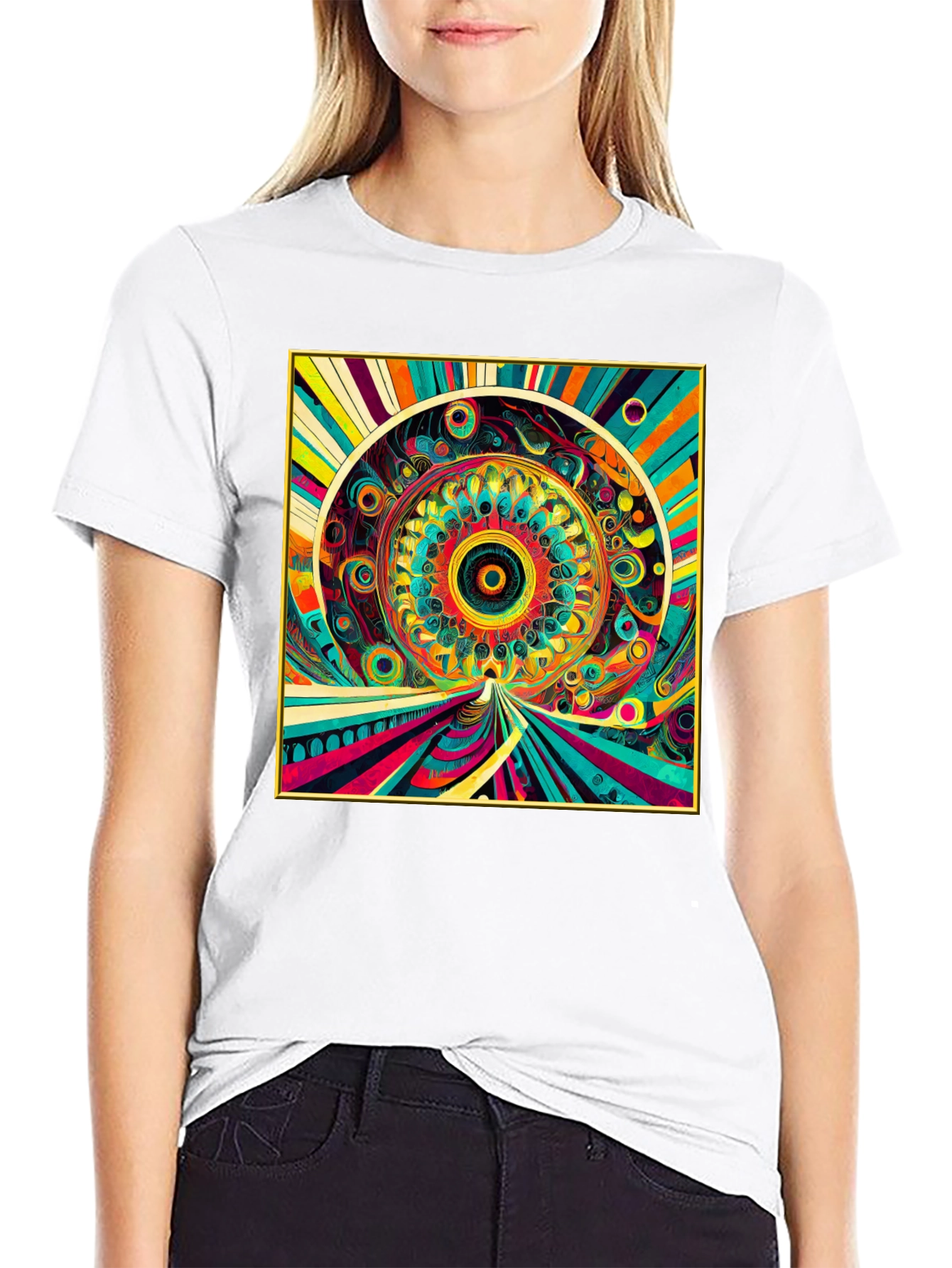 Psychedelic Art Graphic Tee - Vibrant Mandala Design