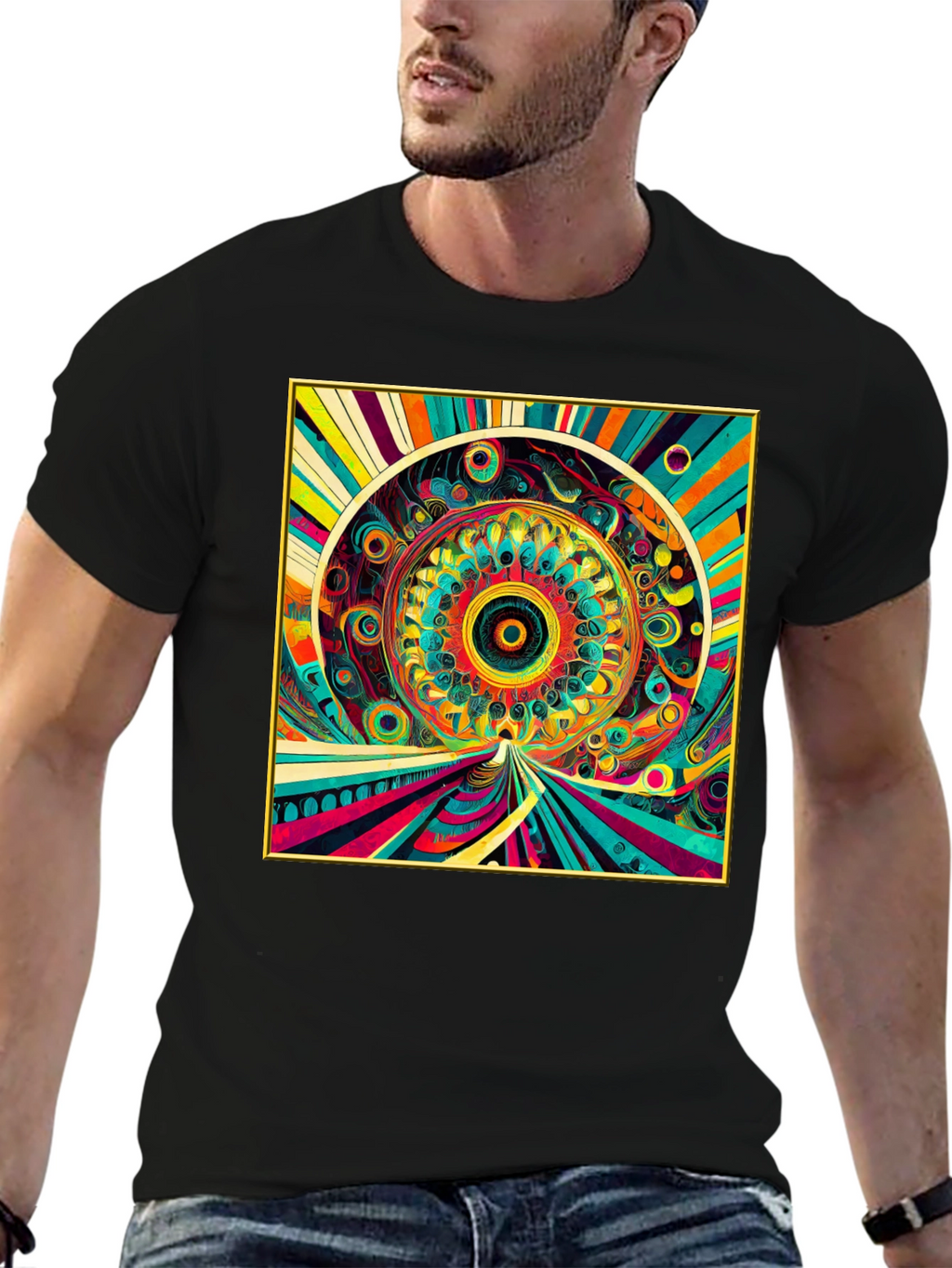 Psychedelic Art Graphic Tee - Vibrant Mandala Design