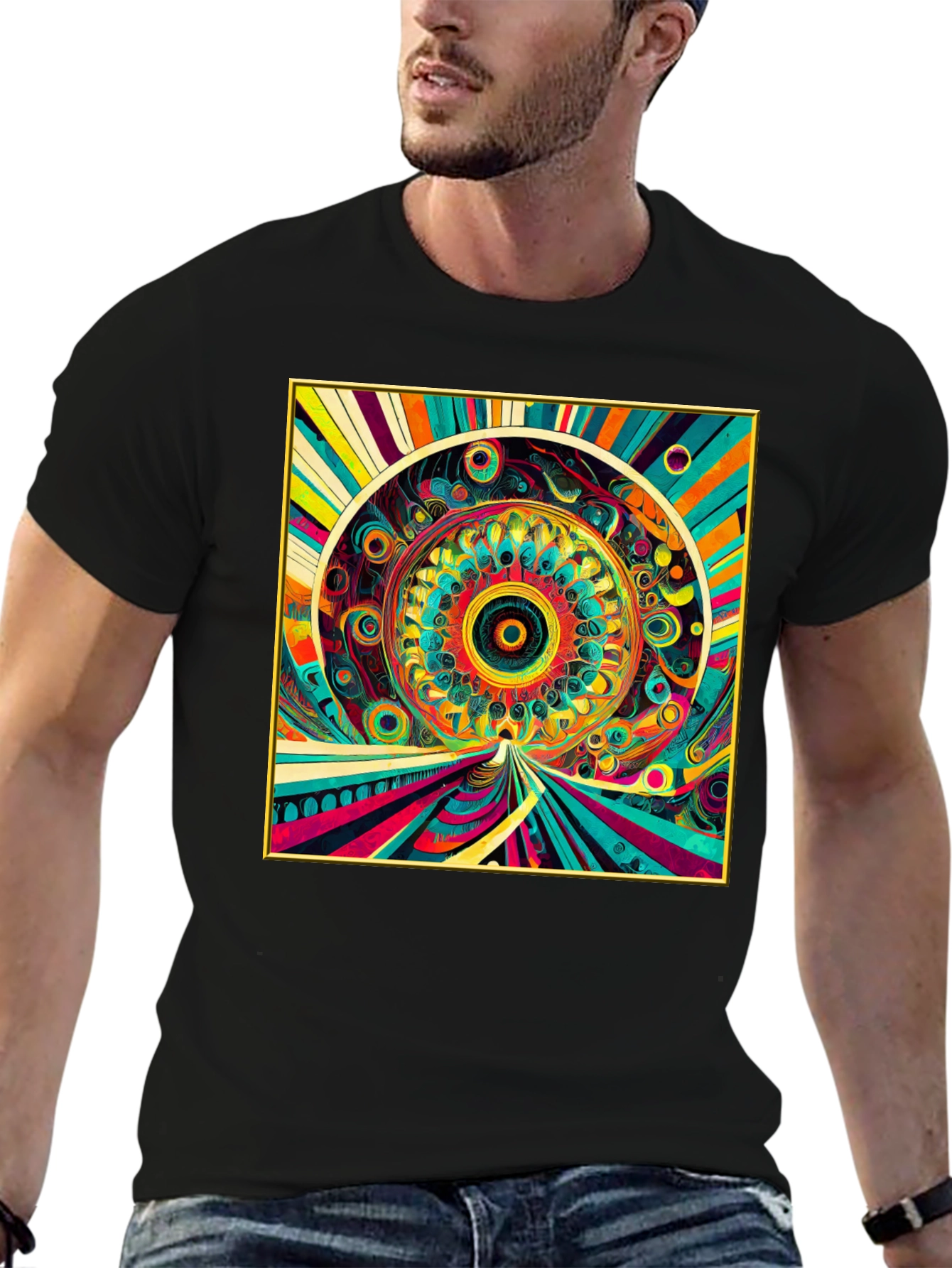Psychedelic Art Graphic Tee - Vibrant Mandala Design