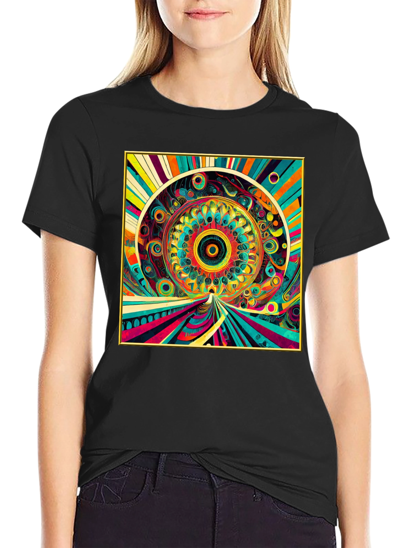 Psychedelic Art Graphic Tee - Vibrant Mandala Design