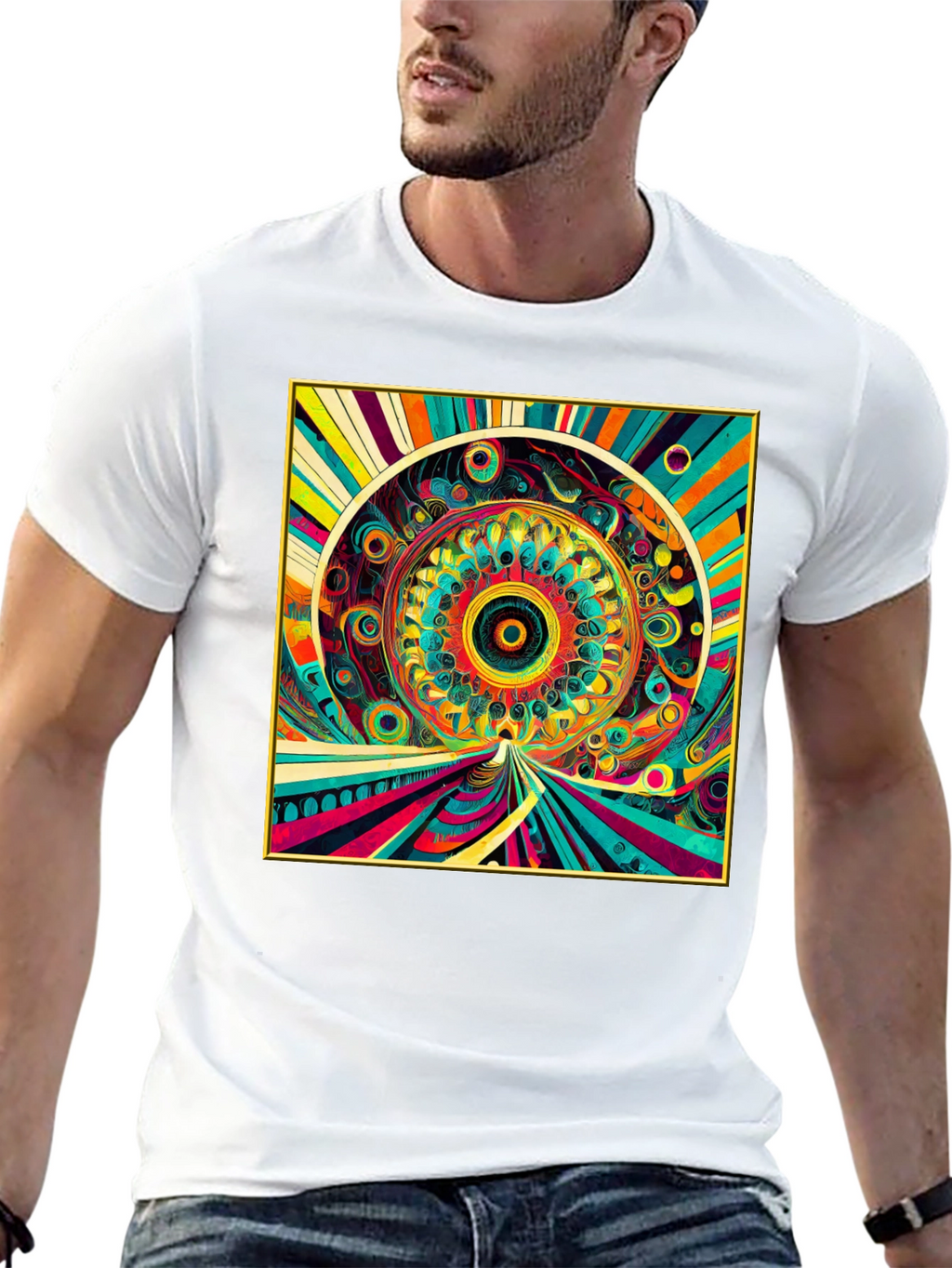 Psychedelic Art Graphic Tee - Vibrant Mandala Design
