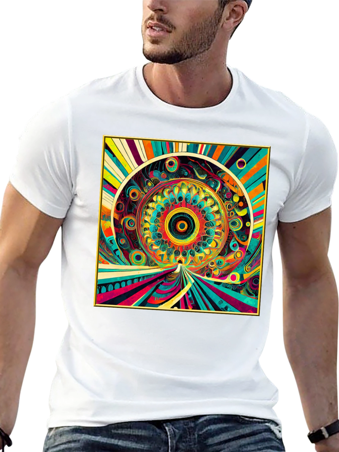 Psychedelic Art Graphic Tee - Vibrant Mandala Design