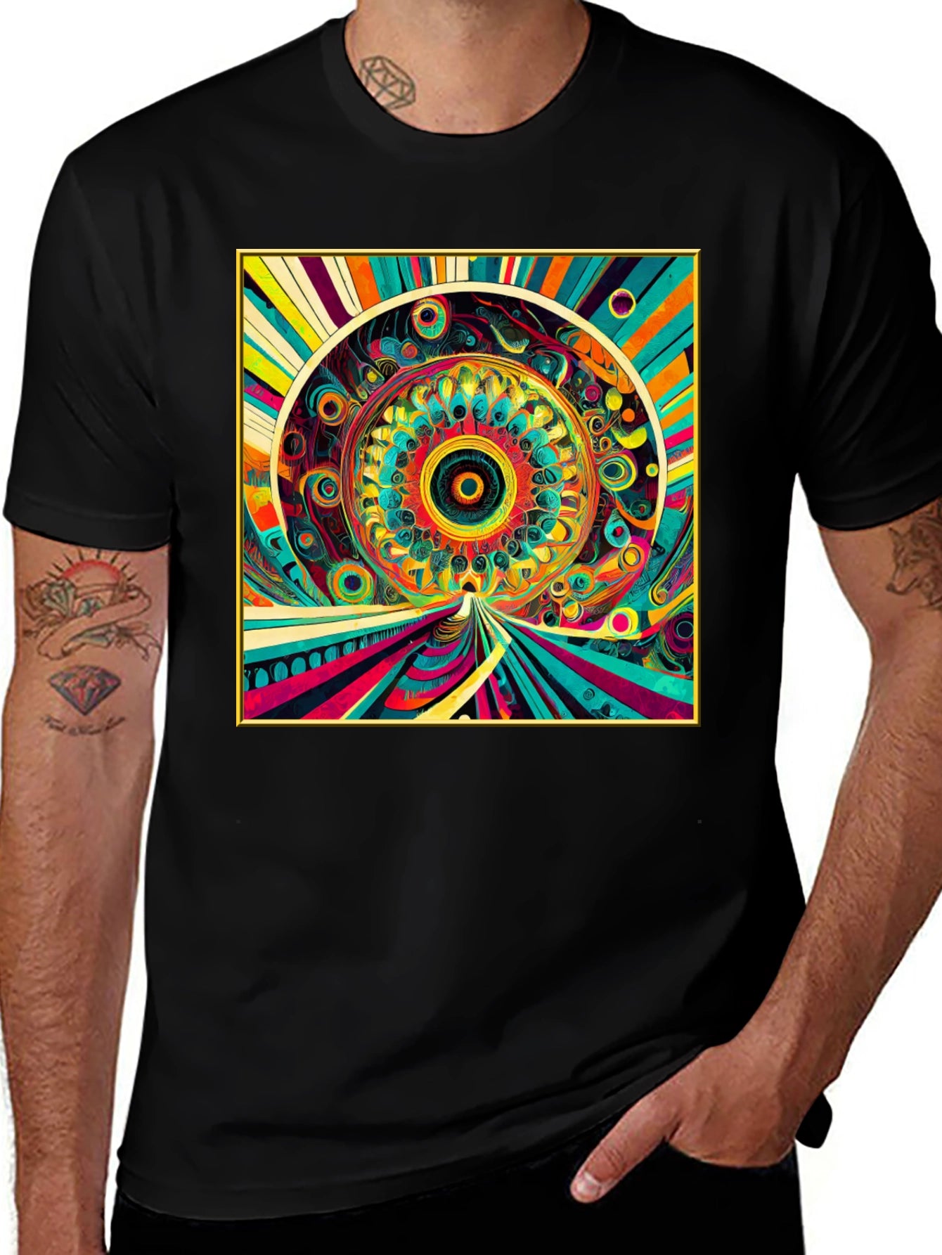 Psychedelic Art Graphic Tee - Vibrant Mandala Design