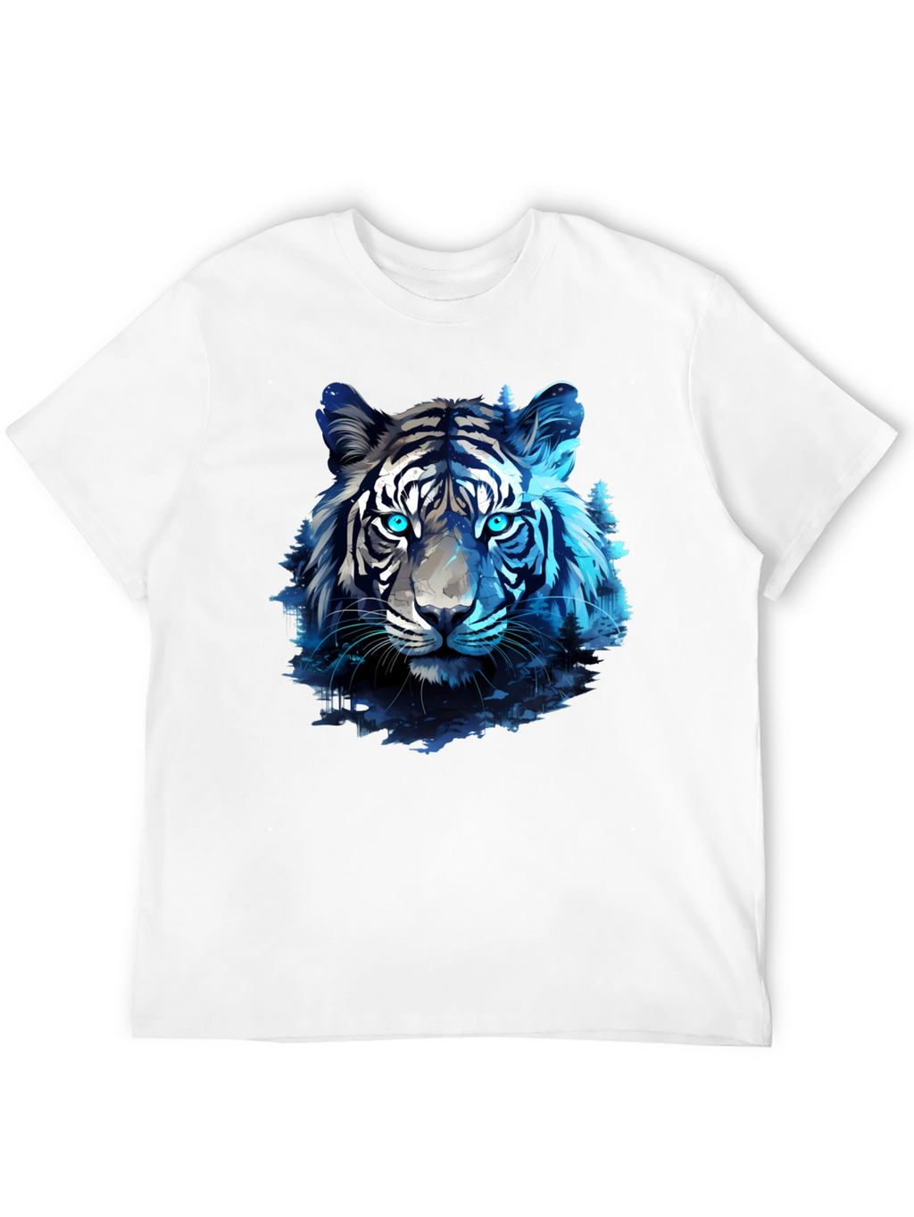 Blue Tiger Graphic Tee - Cool Animal Print