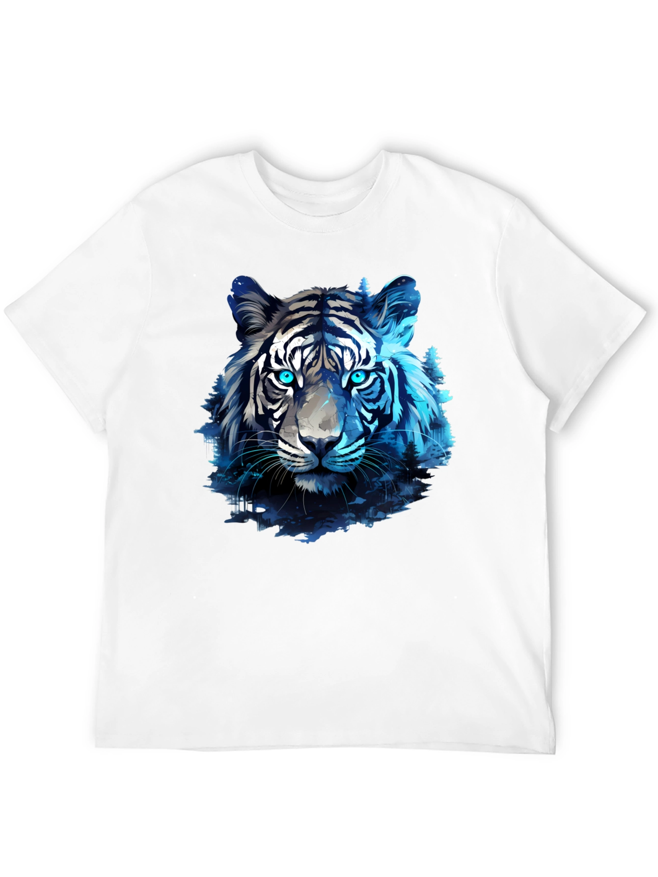 Blue Tiger Graphic Tee - Cool Animal Print