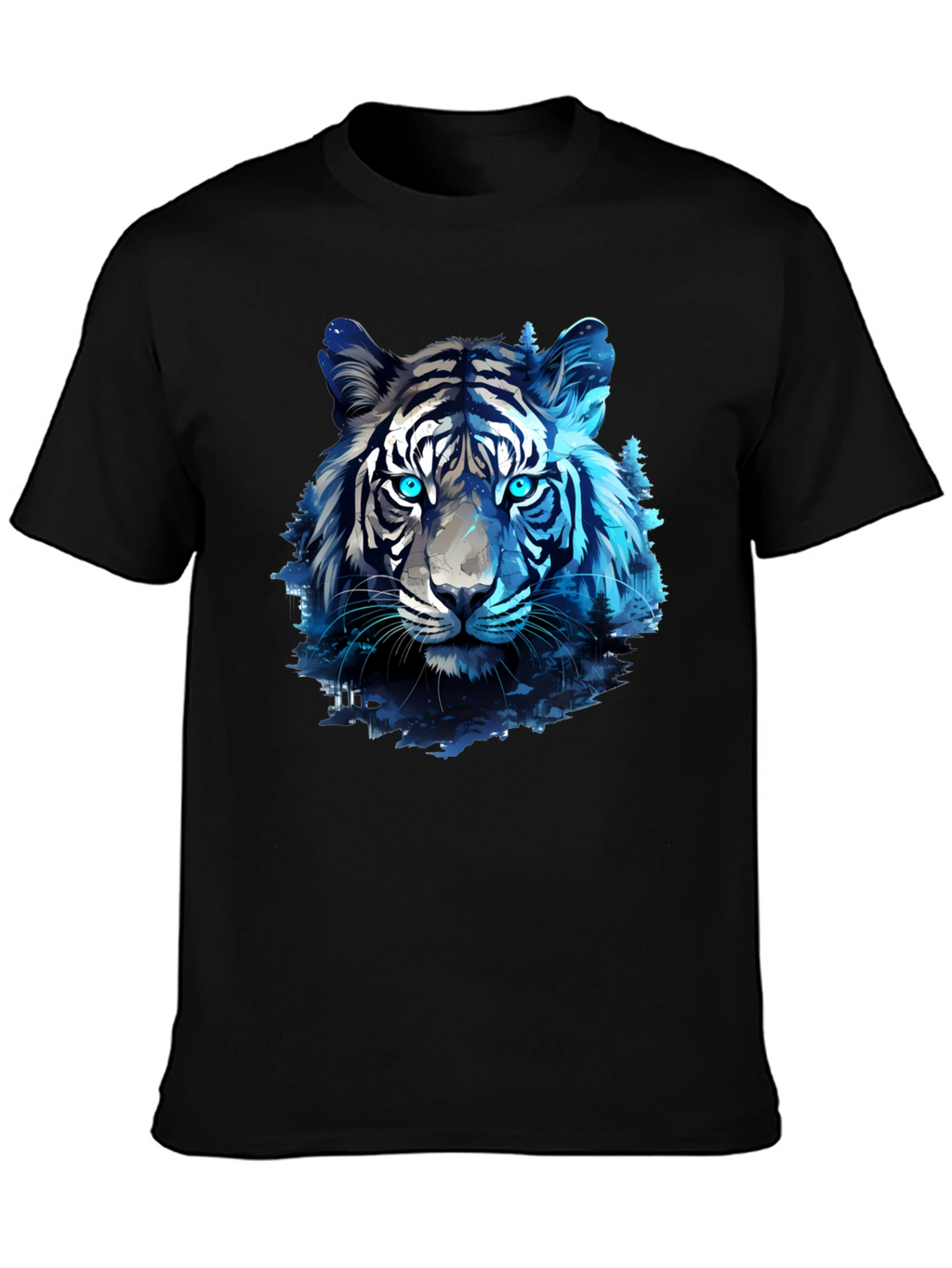 Blue Tiger Graphic Tee - Cool Animal Print