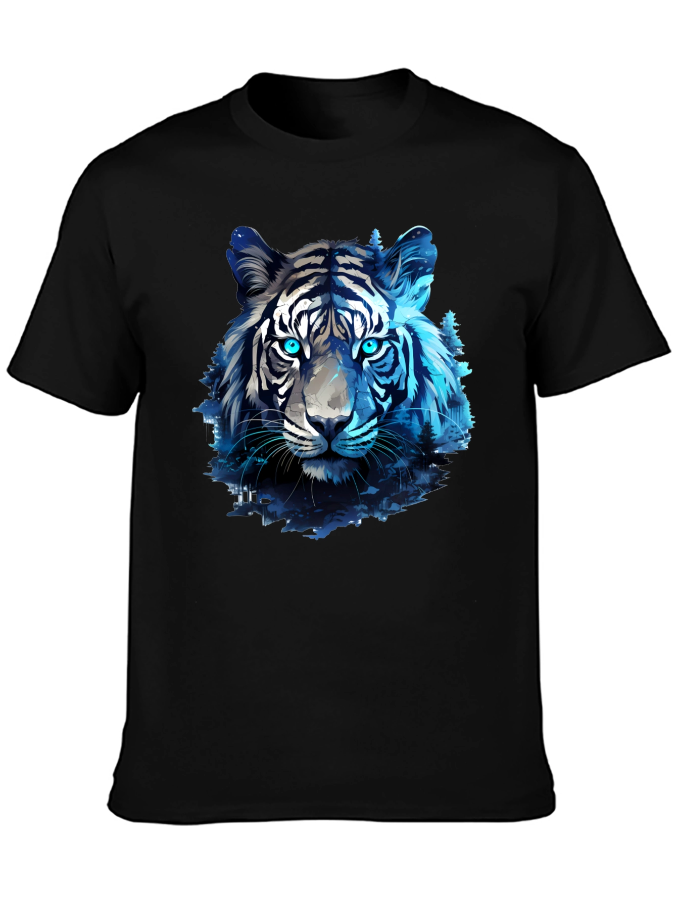 Blue Tiger Graphic Tee - Cool Animal Print