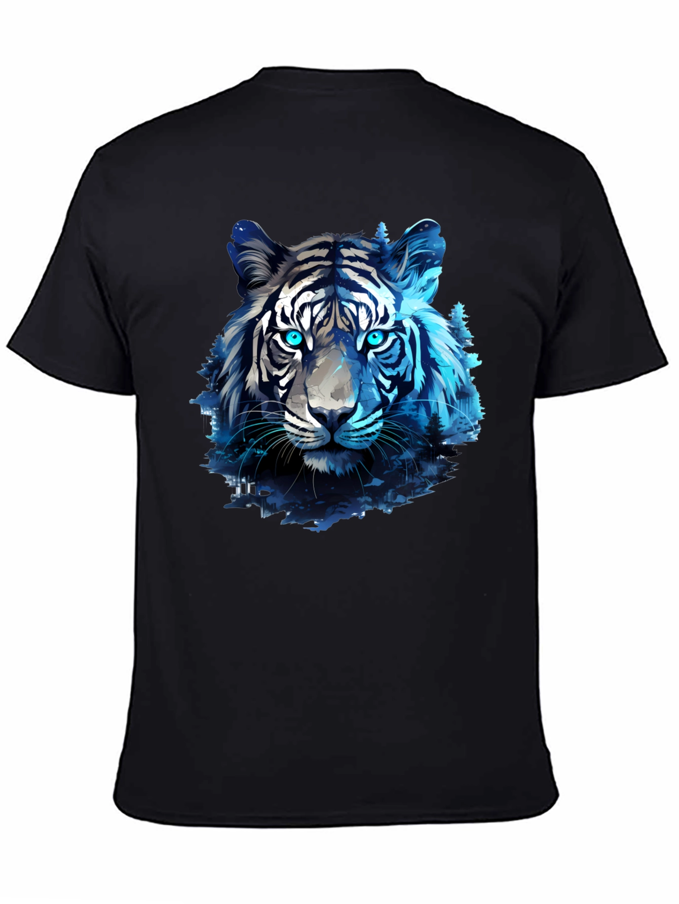 Blue Tiger Graphic Tee - Cool Animal Print