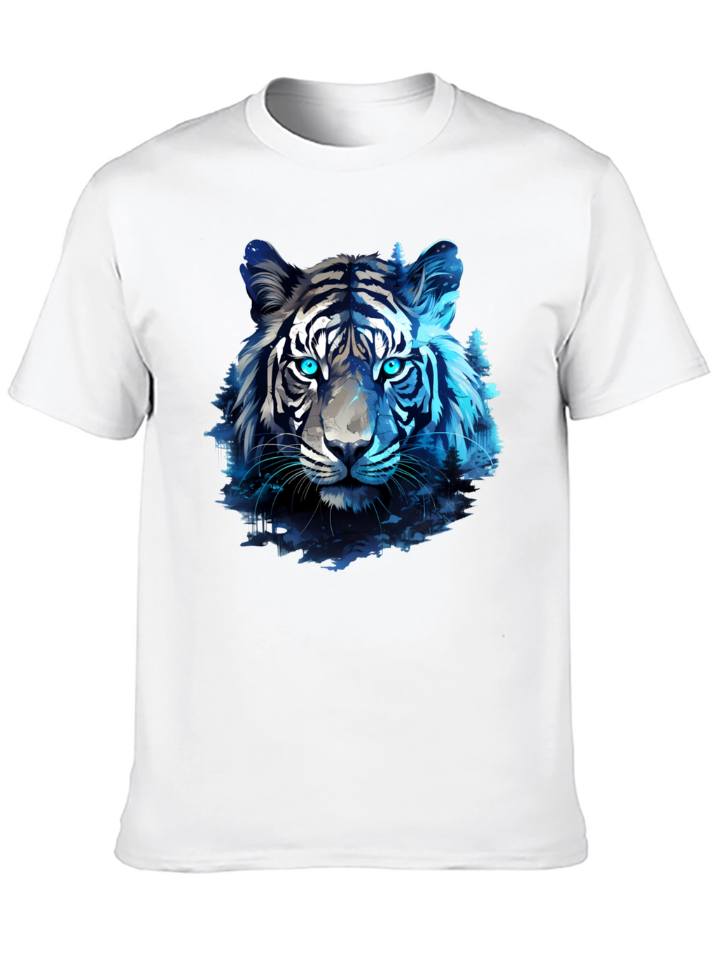 Blue Tiger Graphic Tee - Cool Animal Print