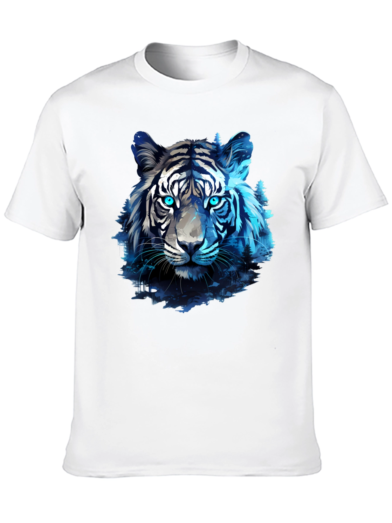 Blue Tiger Graphic Tee - Cool Animal Print