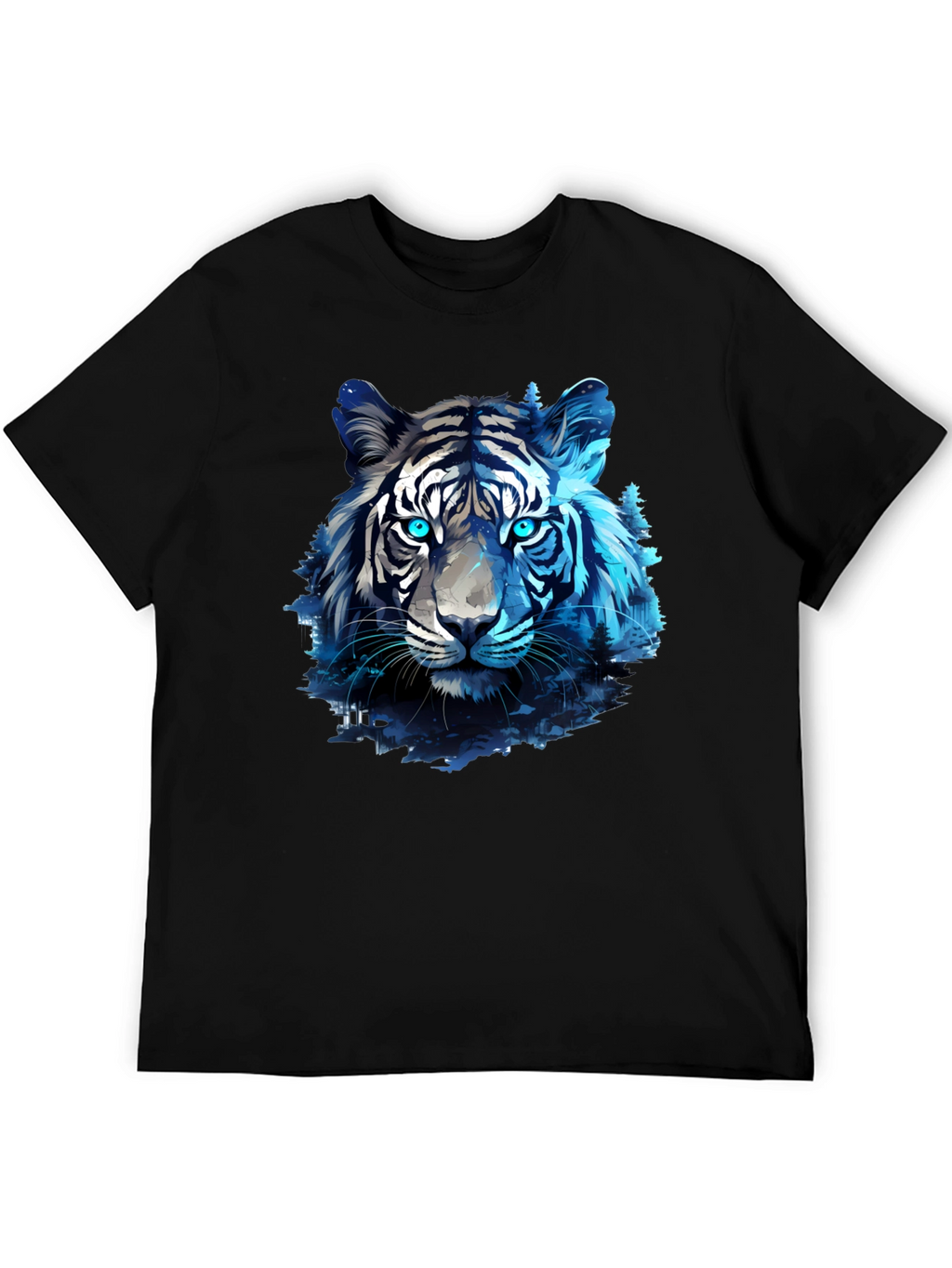 Blue Tiger Graphic Tee - Cool Animal Print