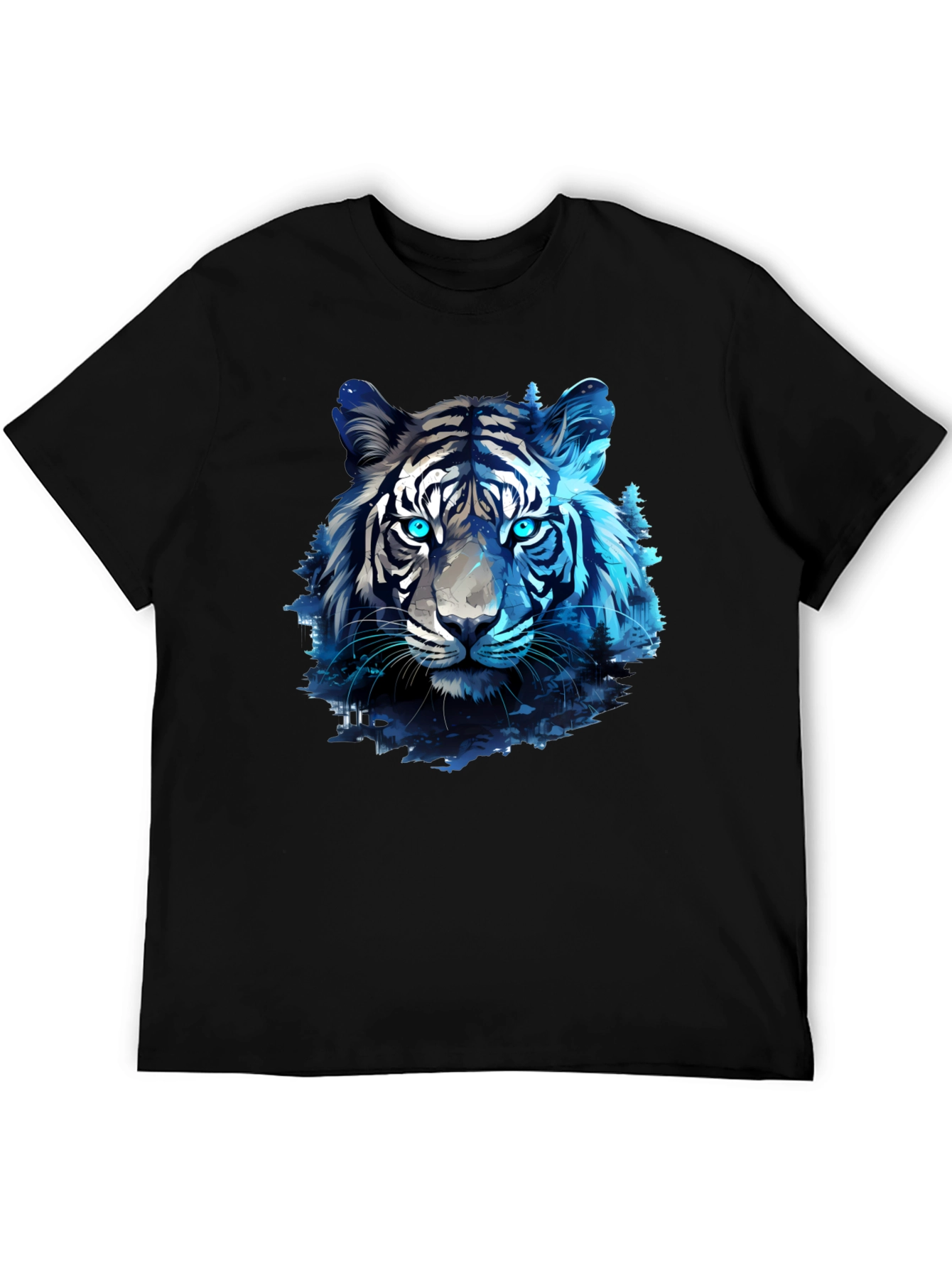 Blue Tiger Graphic Tee - Cool Animal Print