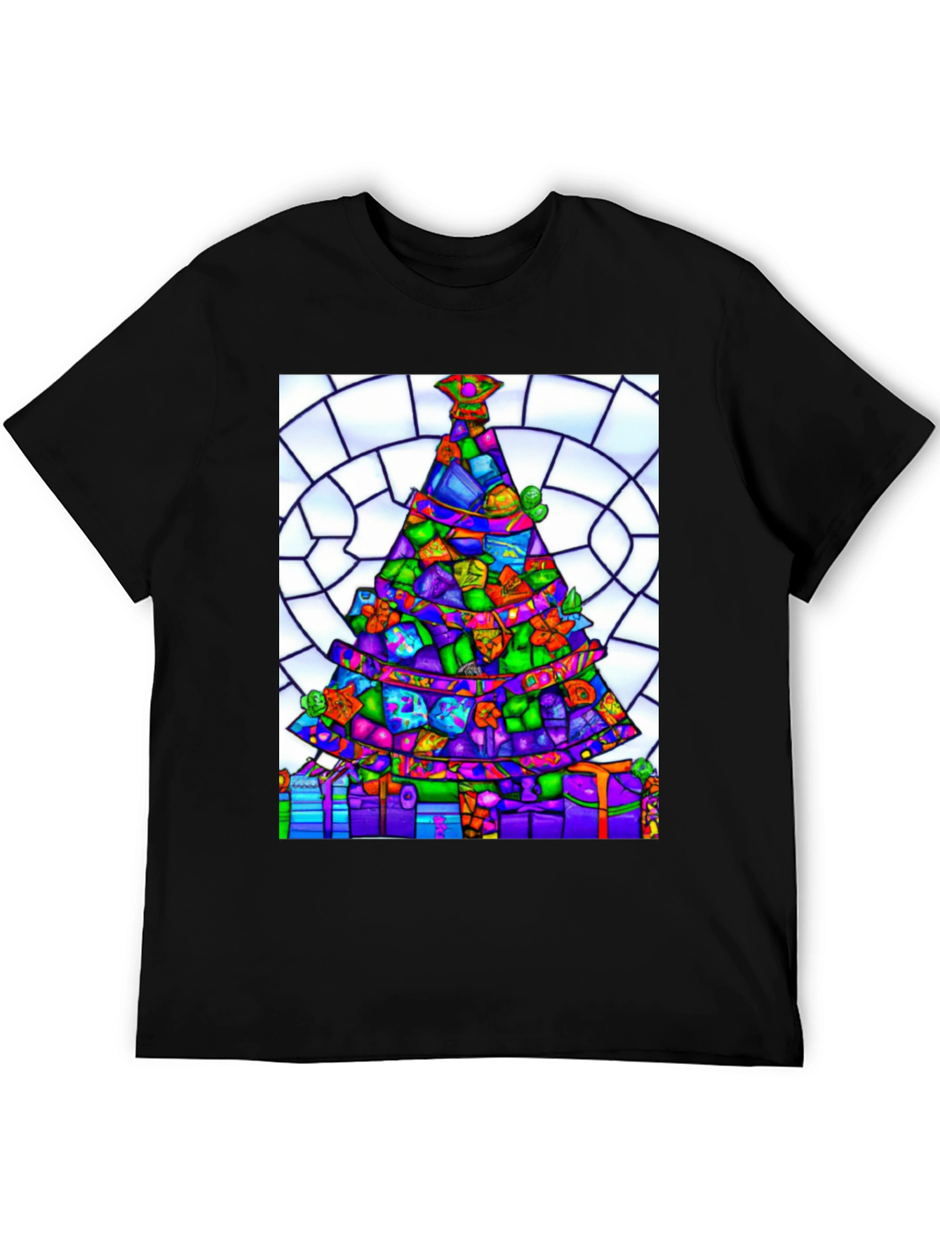Stained Glass Christmas Tree Graphic Tee