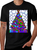 Stained Glass Christmas Tree Graphic Tee