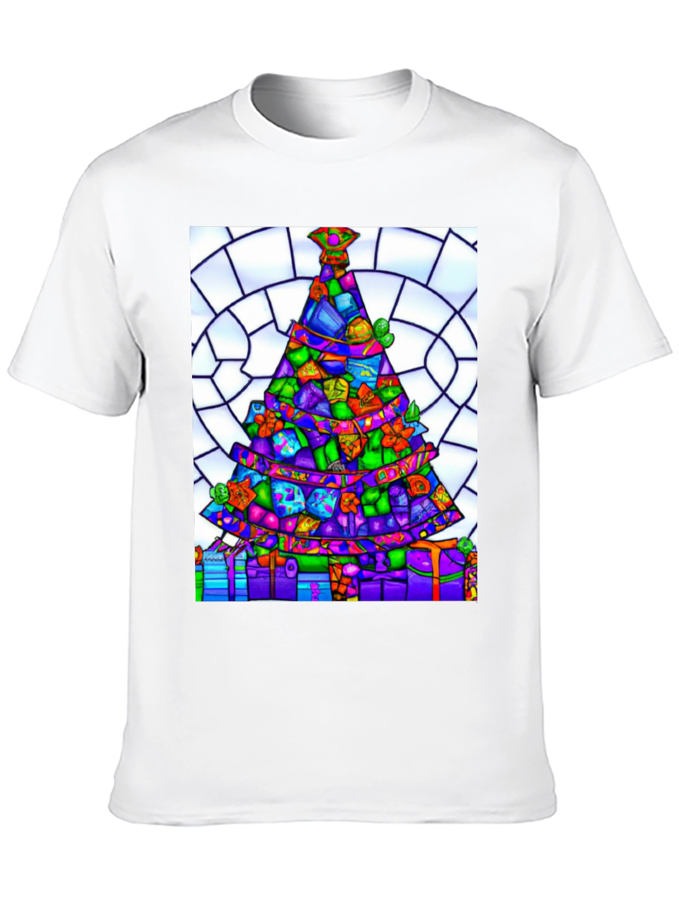 Stained Glass Christmas Tree Graphic Tee