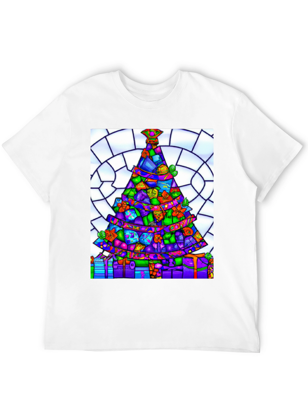 Stained Glass Christmas Tree Graphic Tee