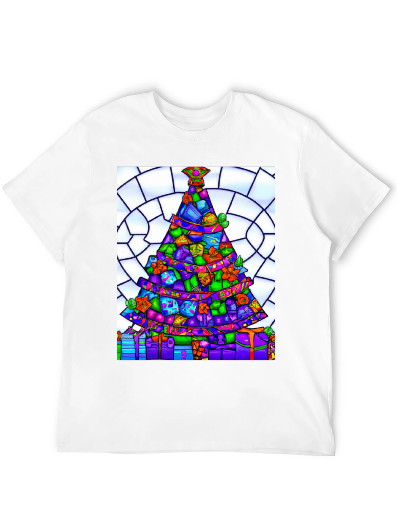 Stained Glass Christmas Tree Graphic Tee